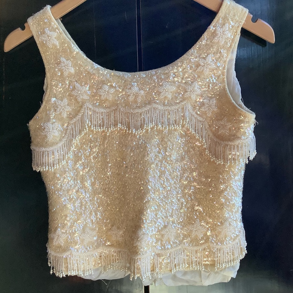 Gorgeous Antique British Crown Wool Hand Beaded Sweater